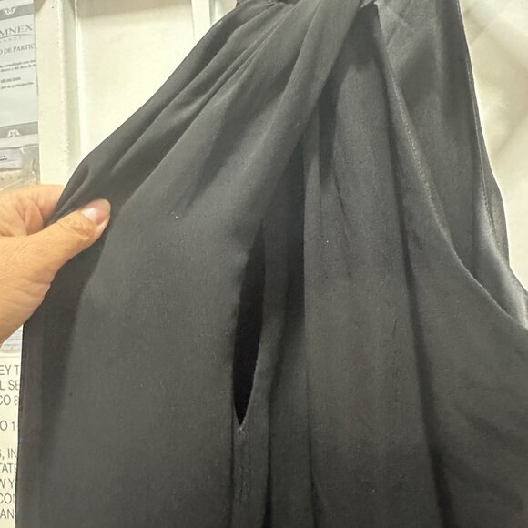 👗Size 4 Bebe Black Halter Dress Scalloped Evening twist front chiffon lined - Picture 6 of 7